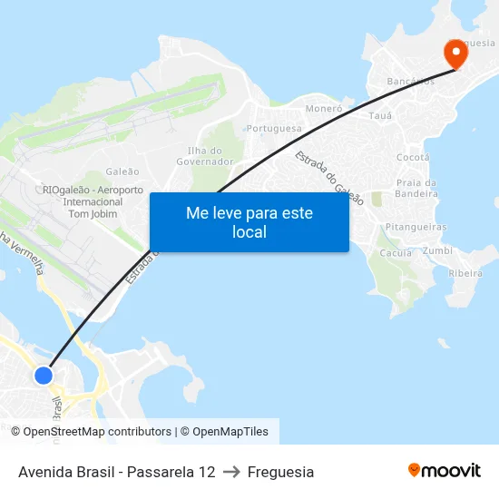 Avenida Brasil - Passarela 12 to Freguesia map