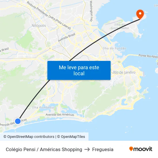 Colégio Pensi / Américas Shopping to Freguesia map