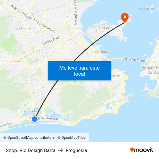 Shop. Rio Design Barra to Freguesia map