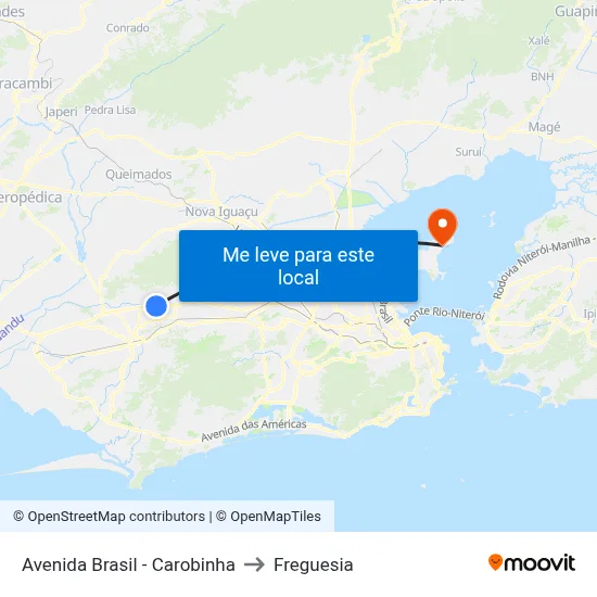 Avenida Brasil - Carobinha to Freguesia map