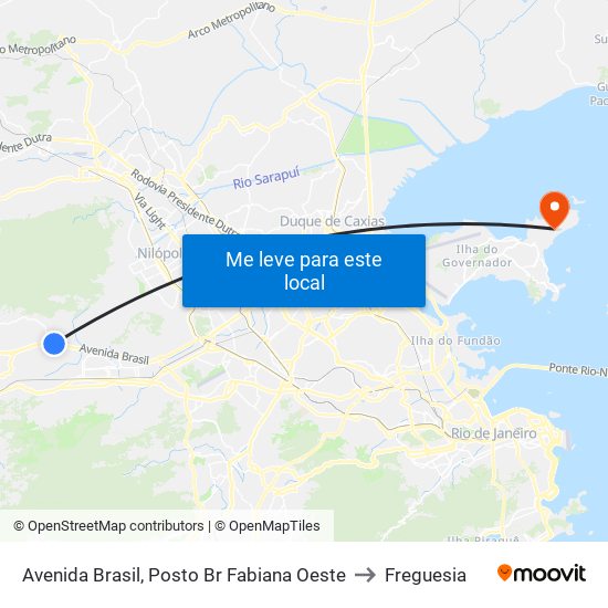 Avenida Brasil, Posto Br Fabiana Oeste to Freguesia map