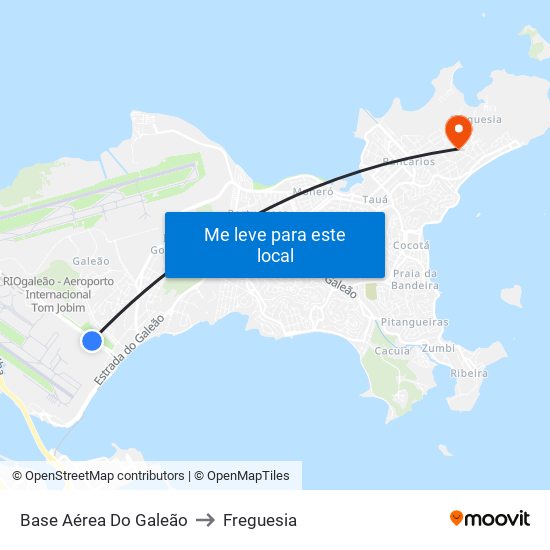 Base Aérea Do Galeão to Freguesia map