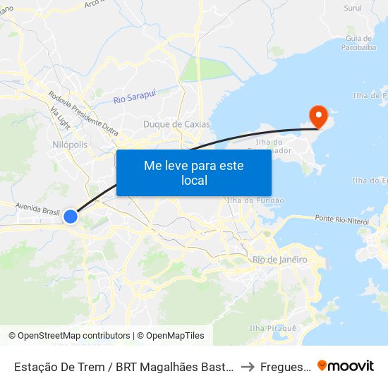 Estação De Trem / BRT Magalhães Bastos to Freguesia map