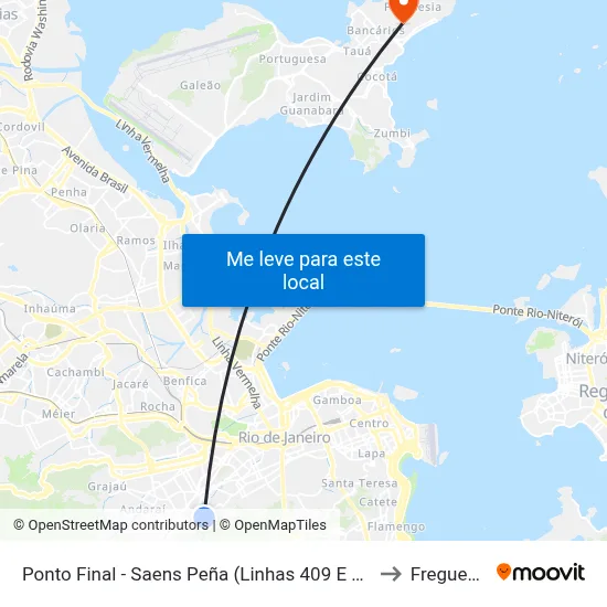 Ponto Final - Saens Peña (Linhas 409 E 416) to Freguesia map