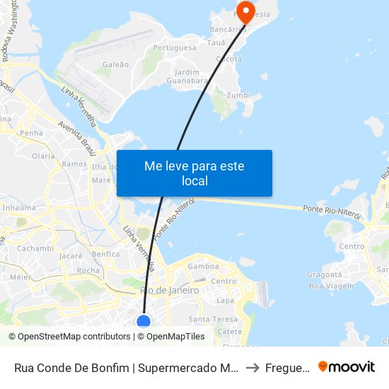 Rua Conde De Bonfim | Supermercado Mundial to Freguesia map