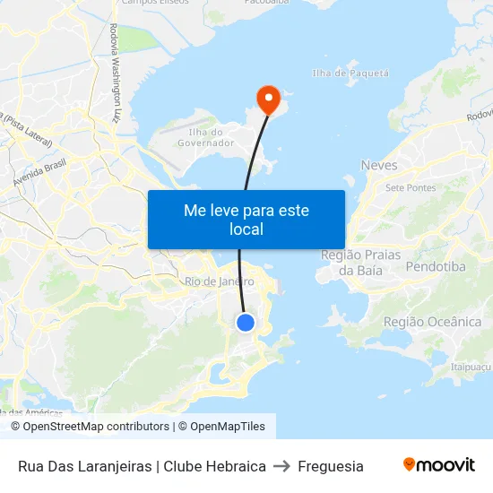 Rua Das Laranjeiras | Clube Hebraica to Freguesia map