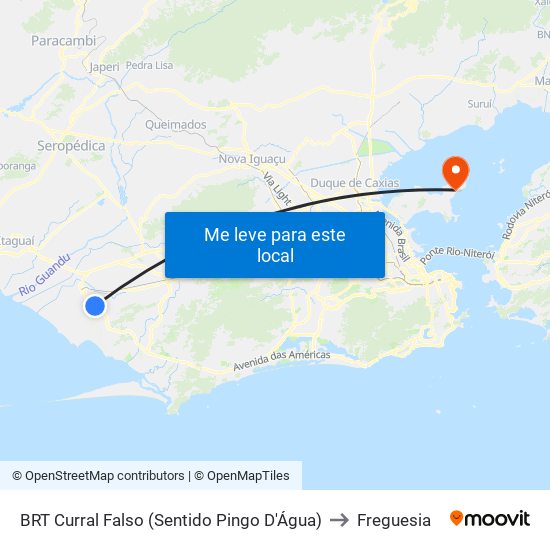 BRT Curral Falso (Sentido Pingo D'Água) to Freguesia map