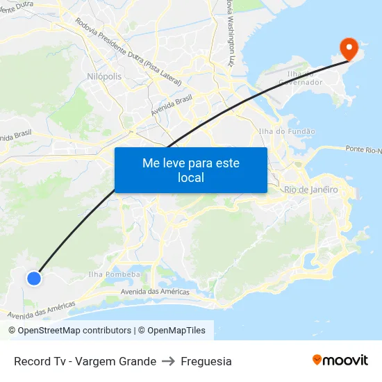 Record Tv - Vargem Grande to Freguesia map