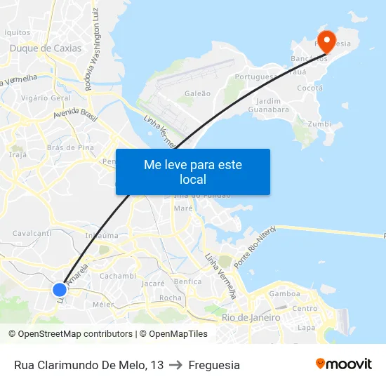 Rua Clarimundo De Melo, 13 to Freguesia map