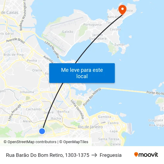 Rua Barão Do Bom Retiro, 1303-1375 to Freguesia map