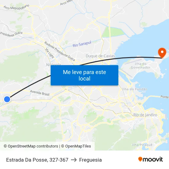 Estrada Da Posse, 327-367 to Freguesia map
