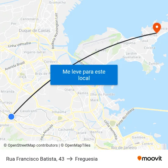 Rua Francisco Batista, 43 to Freguesia map