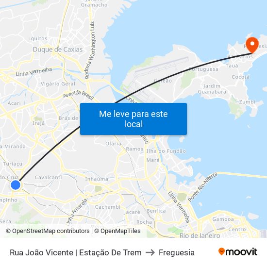 Rua João Vicente | Estação De Trem to Freguesia map