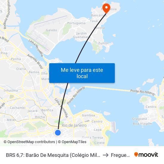 BRS 6,7: Barão De Mesquita (Colégio Militar) to Freguesia map