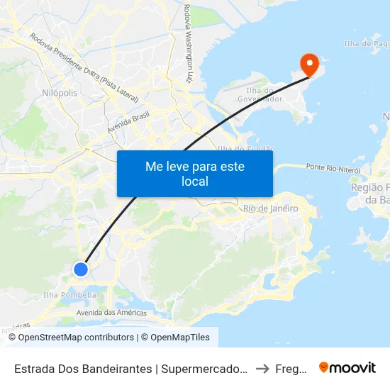 Estrada Dos Bandeirantes | Supermercado Mundial - Curicica to Freguesia map