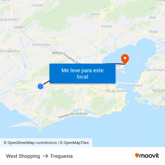 West Shopping to Freguesia map