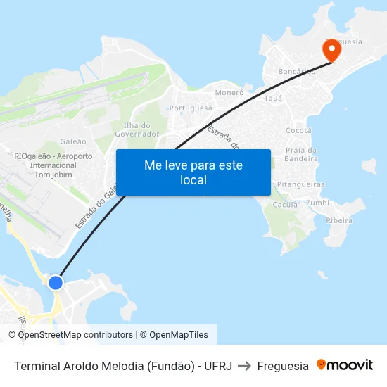 Terminal Aroldo Melodia (Fundão) - UFRJ to Freguesia map