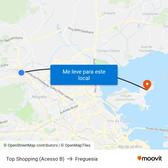 Top Shopping (Acesso B) to Freguesia map