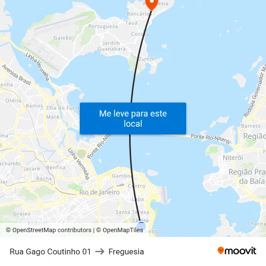 Rua Gago Coutinho 01 to Freguesia map