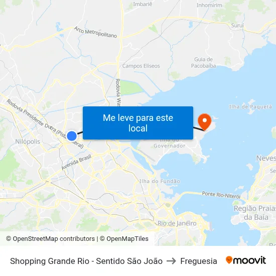 Shopping Grande Rio - Sentido São João to Freguesia map
