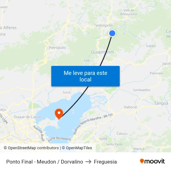 Ponto Final - Meudon / Dorvalino to Freguesia map