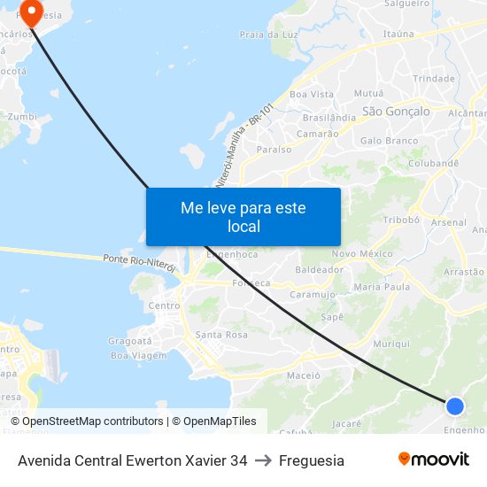 Avenida Central Ewerton Xavier 34 to Freguesia map