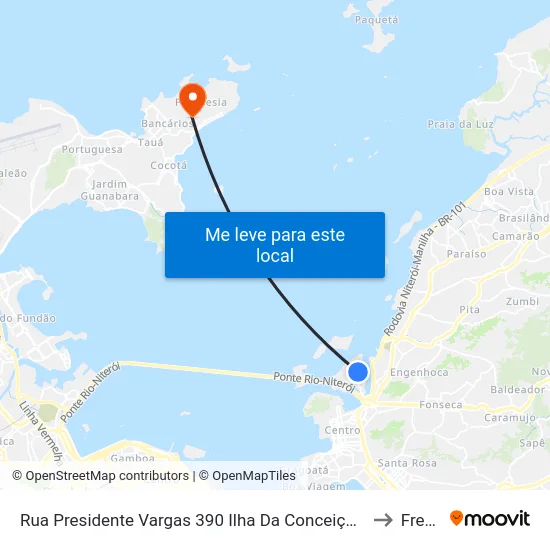 Rua Presidente Vargas 390 Ilha Da Conceição Niterói - Rio De Janeiro 24050 Brasil to Freguesia map