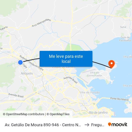 Av. Getúlio De Moura 890-946 - Centro Nova Iguaçu to Freguesia map