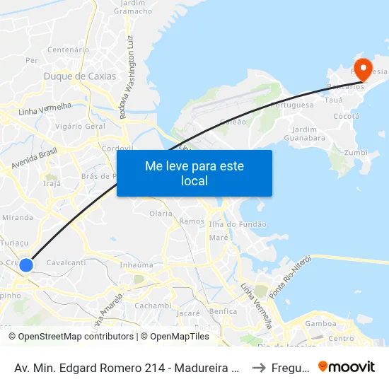 Av. Min. Edgard Romero 214 - Madureira Rio De Janeiro to Freguesia map