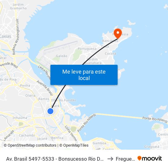 Av. Brasil 5497-5533 - Bonsucesso Rio De Janeiro to Freguesia map
