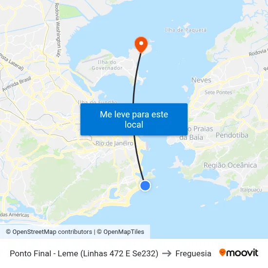 Ponto Final - Leme (Linhas 472 E Se232) to Freguesia map