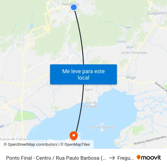 Ponto Final - Centro / Rua Paulo Barbosa (Linhas Para Região Sul) to Freguesia map