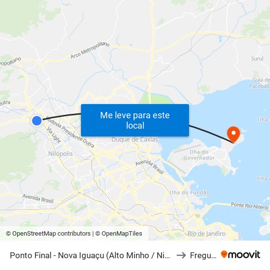 Ponto Final - Nova Iguaçu (Alto Minho / Niturvia / Vila Rica) to Freguesia map