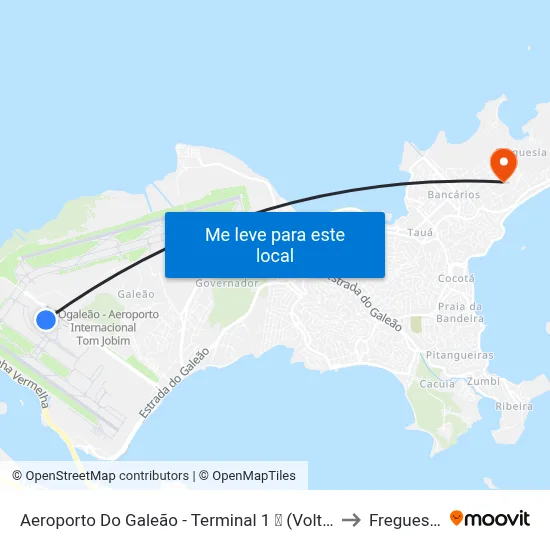 Aeroporto Do Galeão - Terminal 1 ✈ (Volta) to Freguesia map
