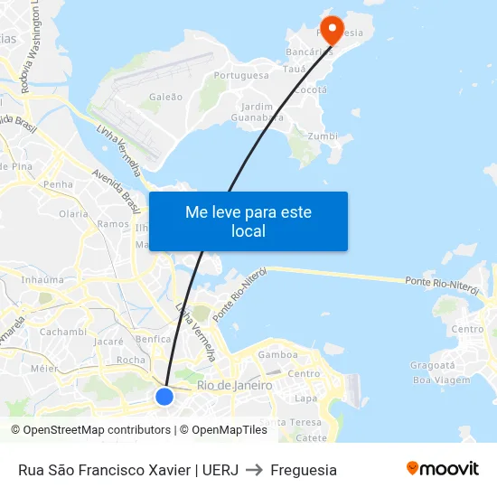 Rua São Francisco Xavier | UERJ to Freguesia map
