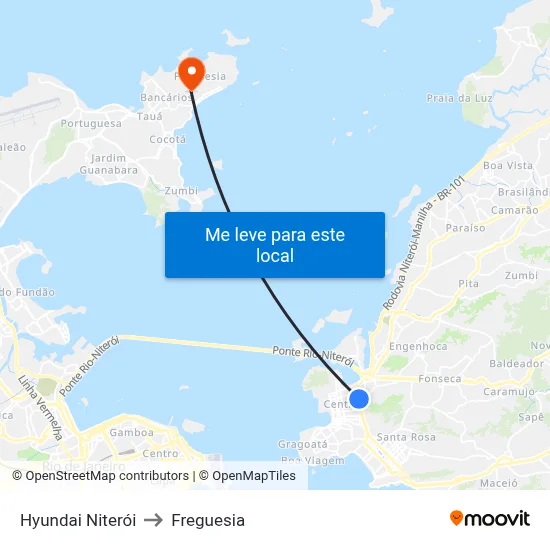 Hyundai Niterói to Freguesia map