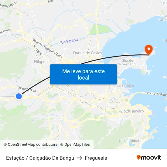 Estação / Calçadão De Bangu to Freguesia map