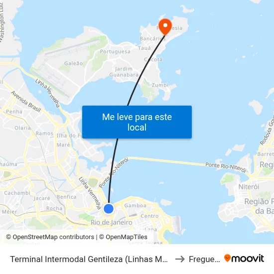 Terminal Intermodal Gentileza (Linhas Municipais) to Freguesia map