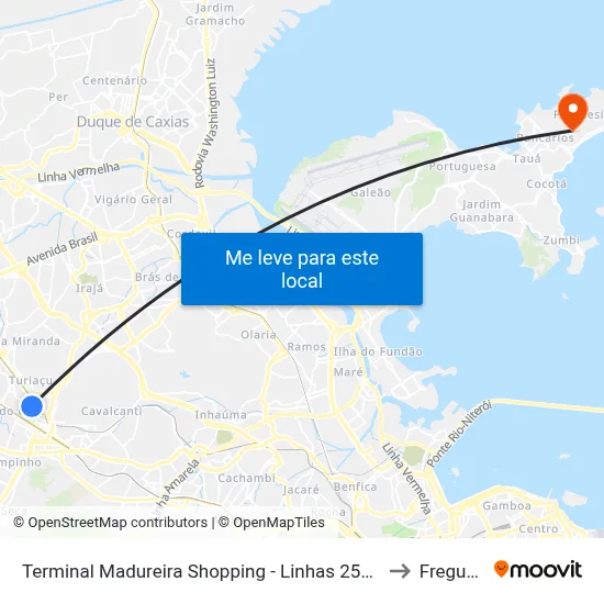 Terminal Madureira Shopping - Linhas 254, 766 E 777 to Freguesia map