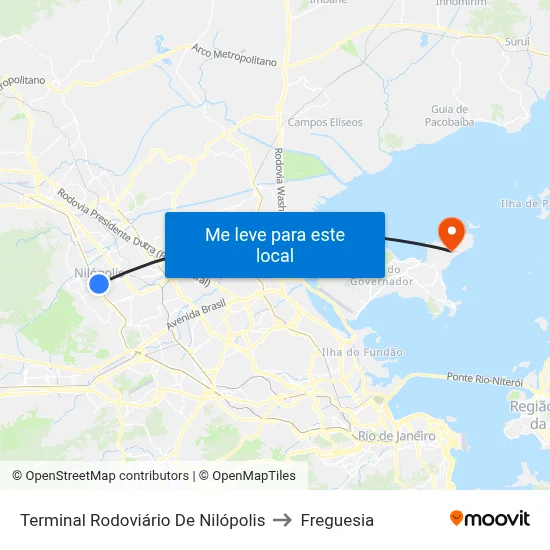Terminal Rodoviário De Nilópolis to Freguesia map