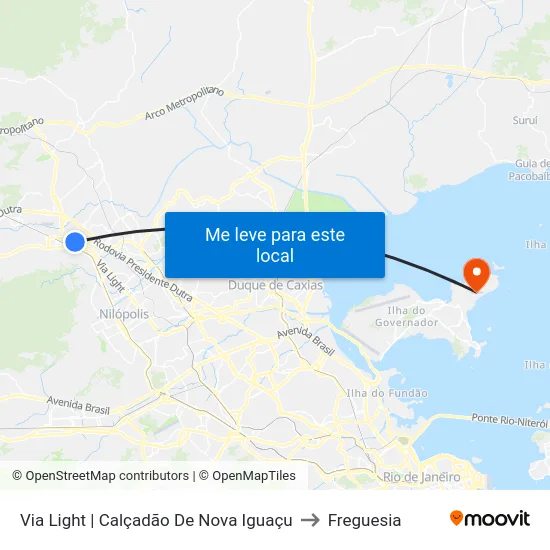 Via Light | Calçadão De Nova Iguaçu to Freguesia map