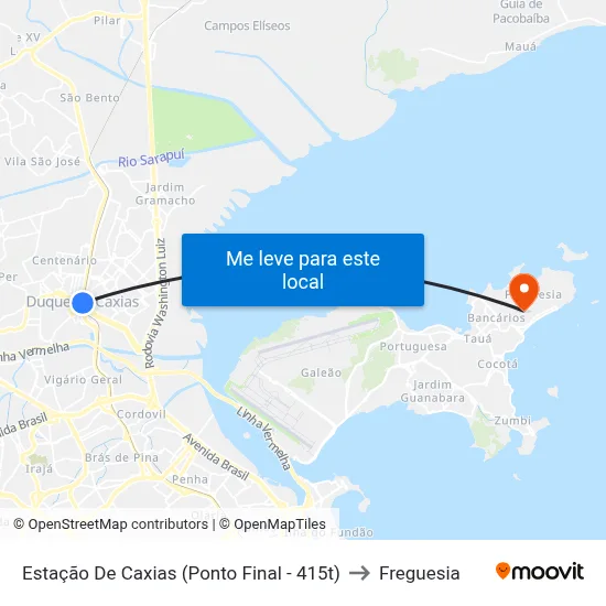 Estação De Caxias (Ponto Final - 415t) to Freguesia map