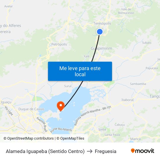 Alameda Iguapeba (Sentido Centro) to Freguesia map