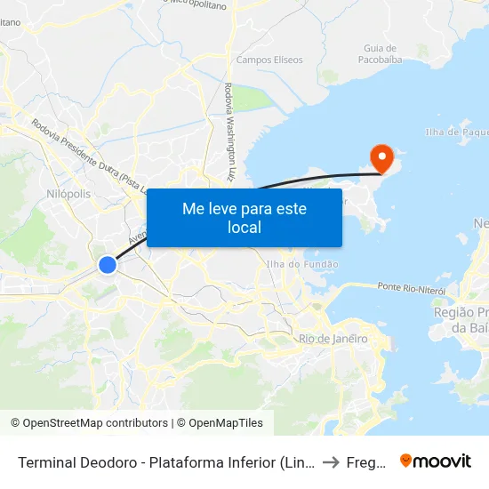 Terminal Deodoro - Plataforma Inferior (Linhas Convencionais) to Freguesia map