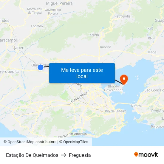 Estação De Queimados to Freguesia map