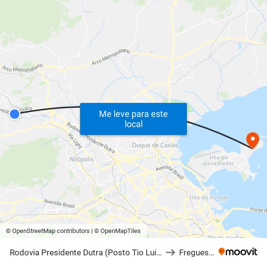 Rodovia Presidente Dutra (Posto Tio Luiz) to Freguesia map