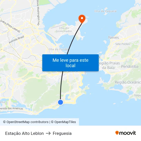 Estação Alto Leblon to Freguesia map