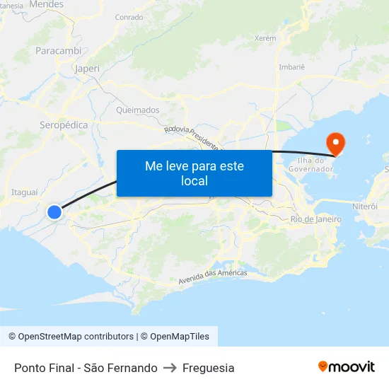 Ponto Final - São Fernando to Freguesia map