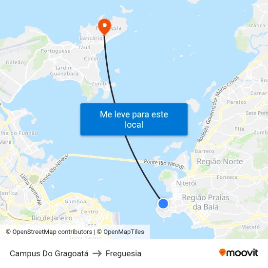 Campus Do Gragoatá to Freguesia map