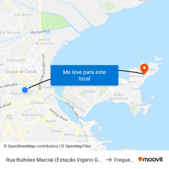 Rua Bulhões Marcial (Estação Vigário Geral) to Freguesia map